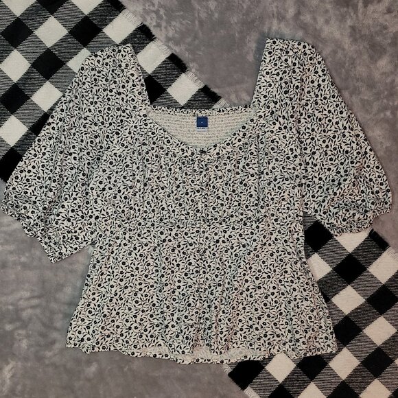 M | Old Navy | Floral Puff Sleeve Cottagecore Blouse - Picture 1 of 5